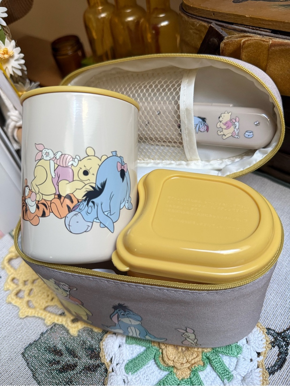 Skater Disney Winnie the Pooh Antibacterial Insulated Lunch Box Bento Set